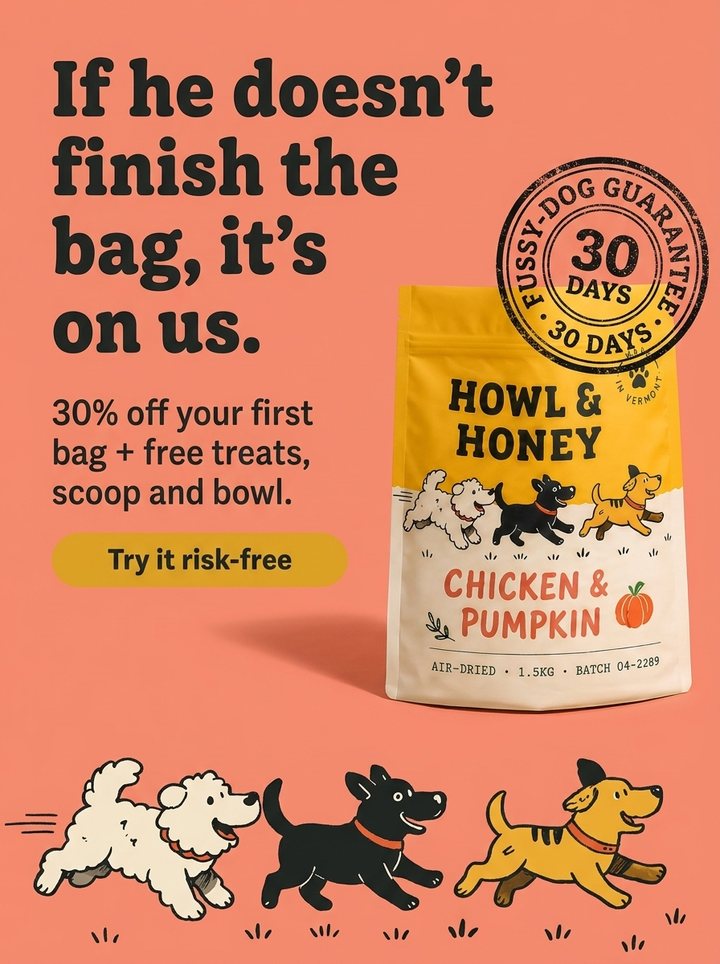 Ad: If he doesn't finish the bag, it's on us.